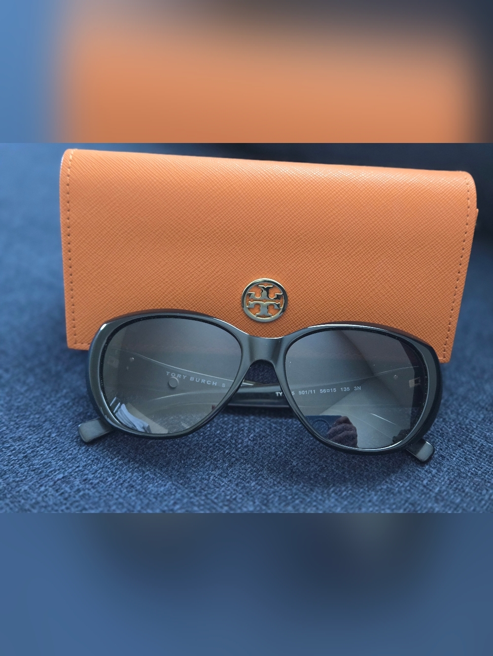 Tory Burch Women's Black Sunglasses with Orange Case